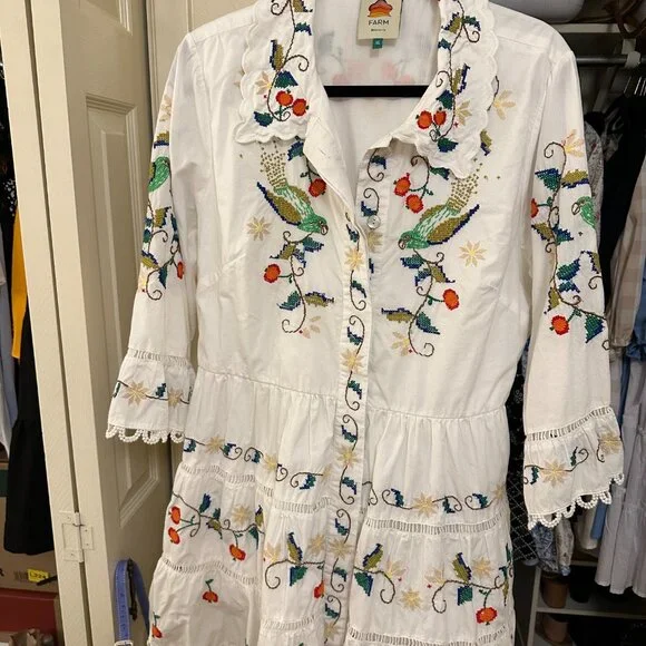 Farm Rio Pitanga Embroidered Belted Minidress xl Farm Rio Pitanga Embroidered Belted Minidress xl